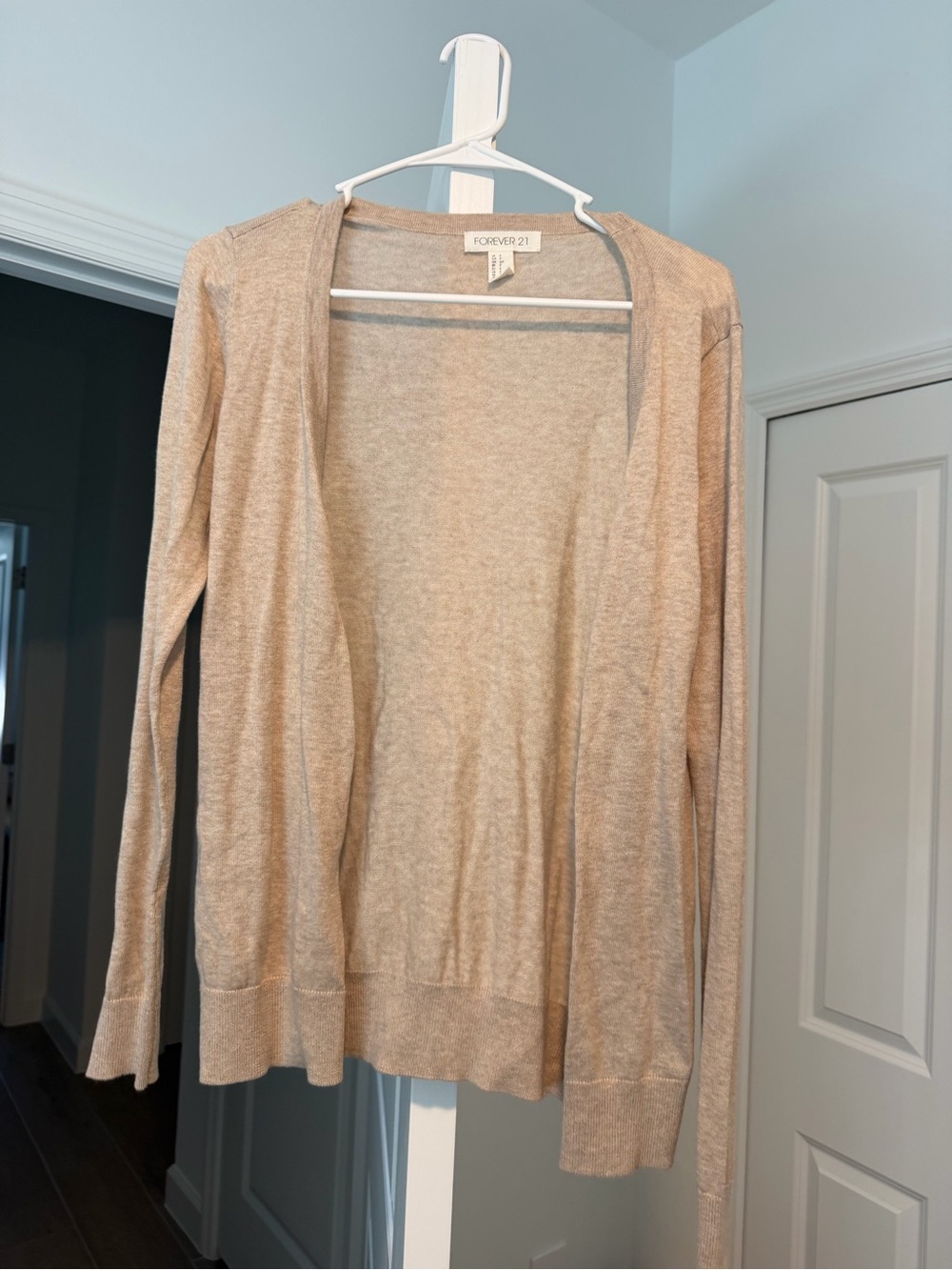 Forever 21 Light Cream Open-Front Cardigan